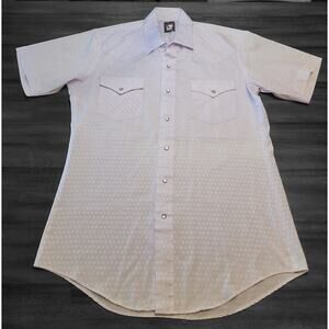 VTG Karman 1980s Pink Pearl Snap Western Shirt Men M USA – Shiny, Long Tails